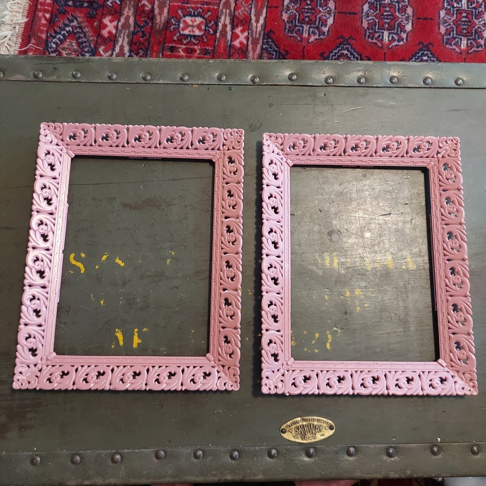Vintage Soroka Sales Pink Ornate Scroll Picture Frames Set of 2 8x6 Made in USA